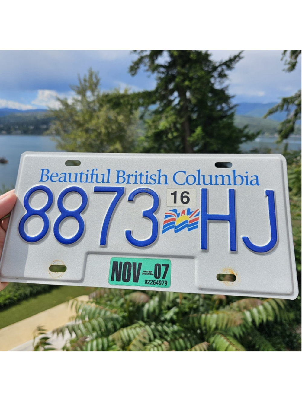 British Columbia Truck License Plate 8873 HJ BC Canada Vintage Auto Garage Decor